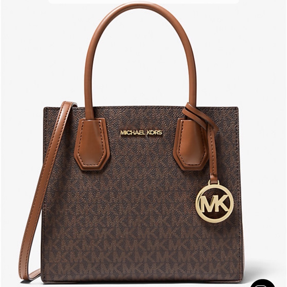 Michael Kors Mercer Medium Logo and Leather Accordion Crossbody Bag
